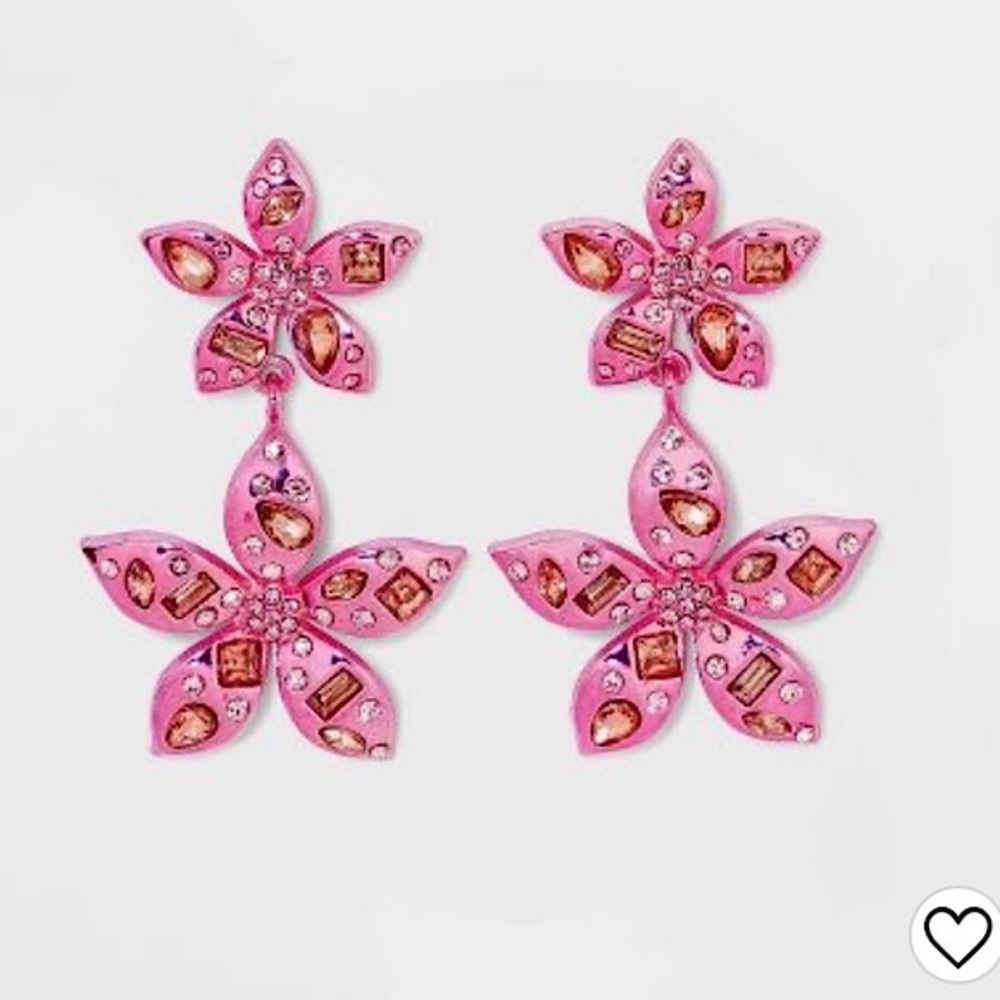 SUGARFIX by BaubleBar Stacked Metallic Flower Drop Earrings